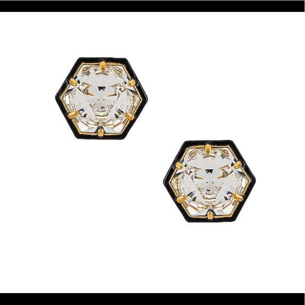 Black Swarovski hexagon studs